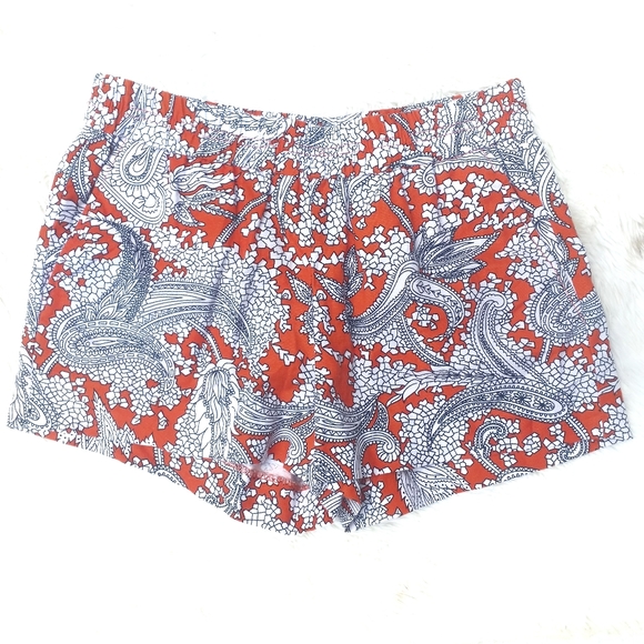 J. Crew Factory Pants - J. Crew linen pull on shorts orange, paisley 2